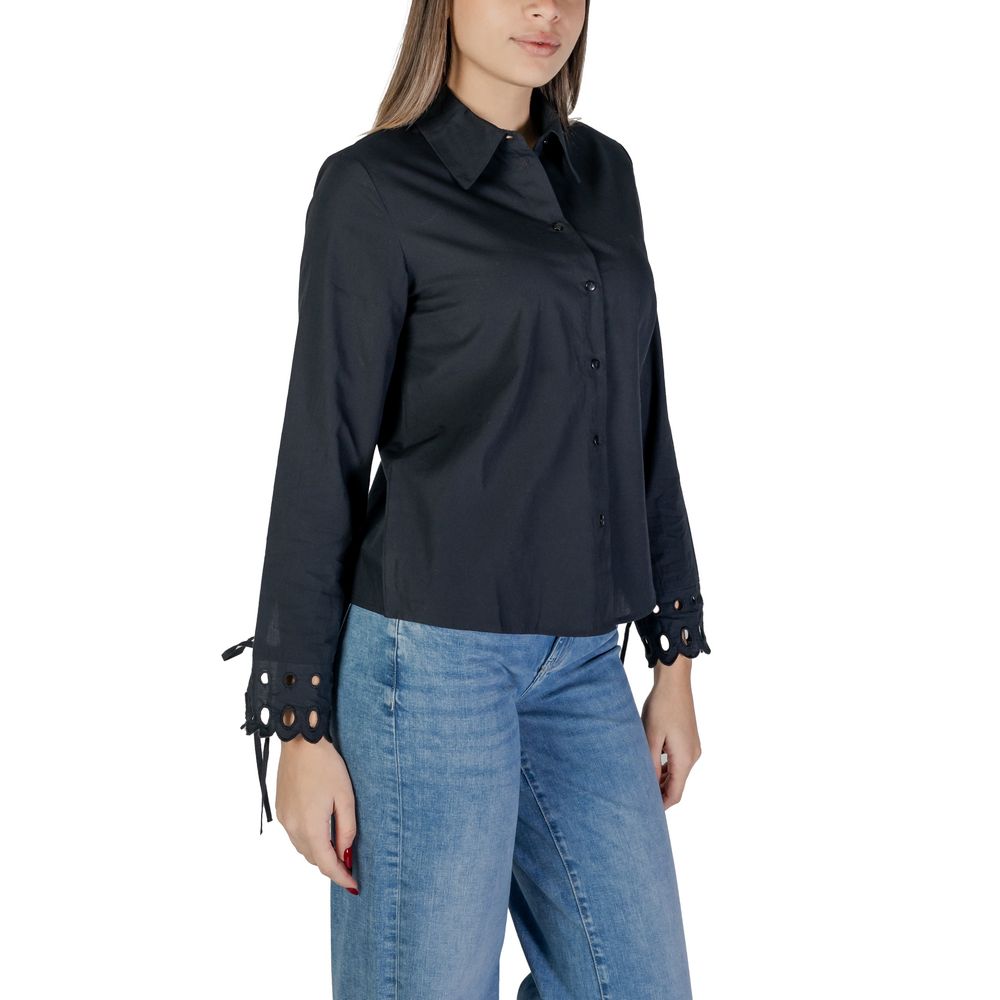 Schwarze Baumwollbluse