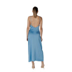Turquoise Polyester Long Dress