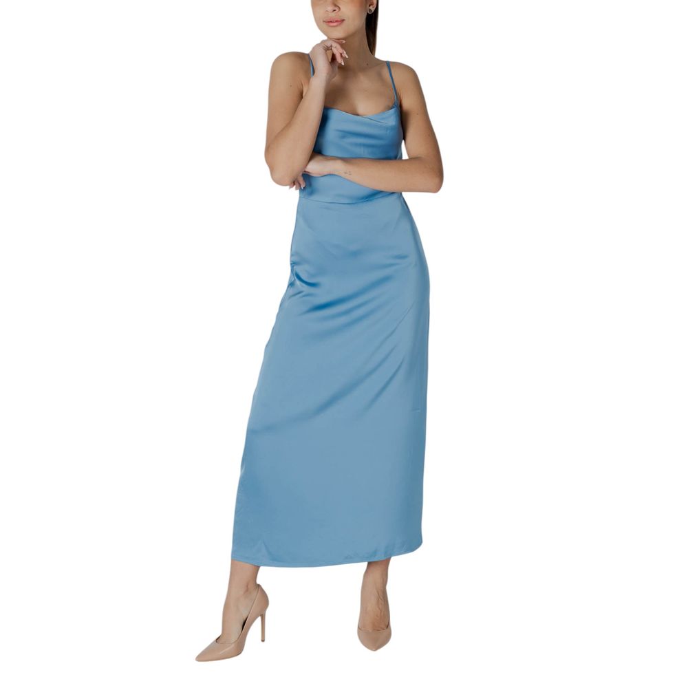 Turquoise Polyester Long Dress