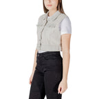 Light Blue Cotton Sleeveless Jacket