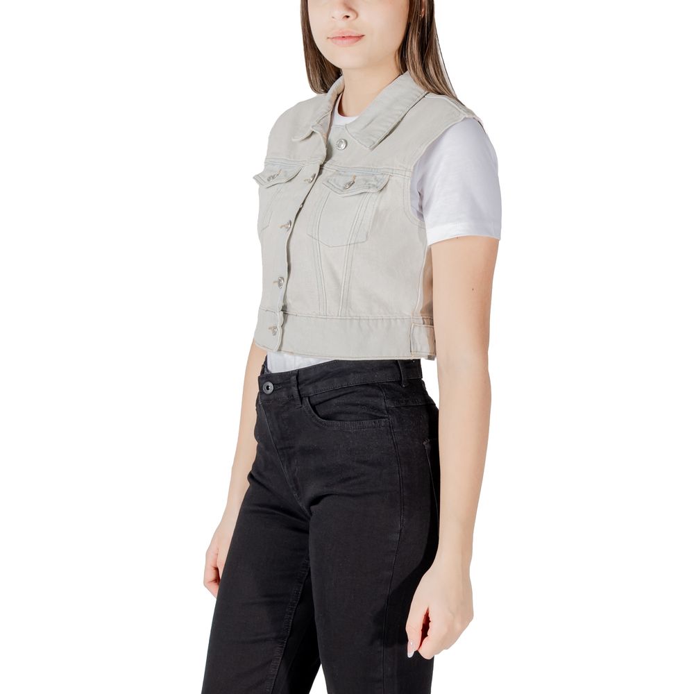 Light Blue Cotton Sleeveless Jacket