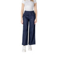 Blue Cotton Casual Pants