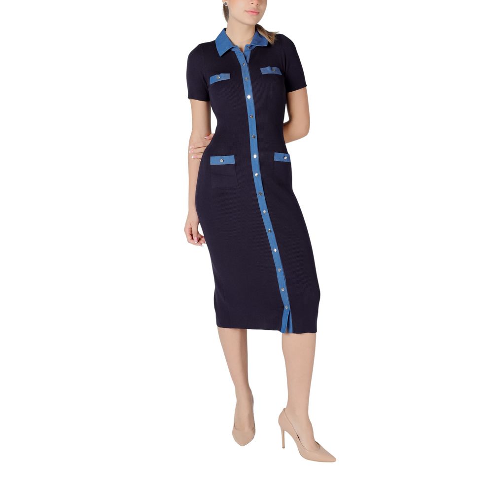 Blue Viscose Long Dress