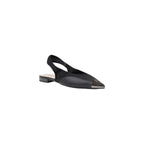 Flache Sandalen aus schwarzem Leder