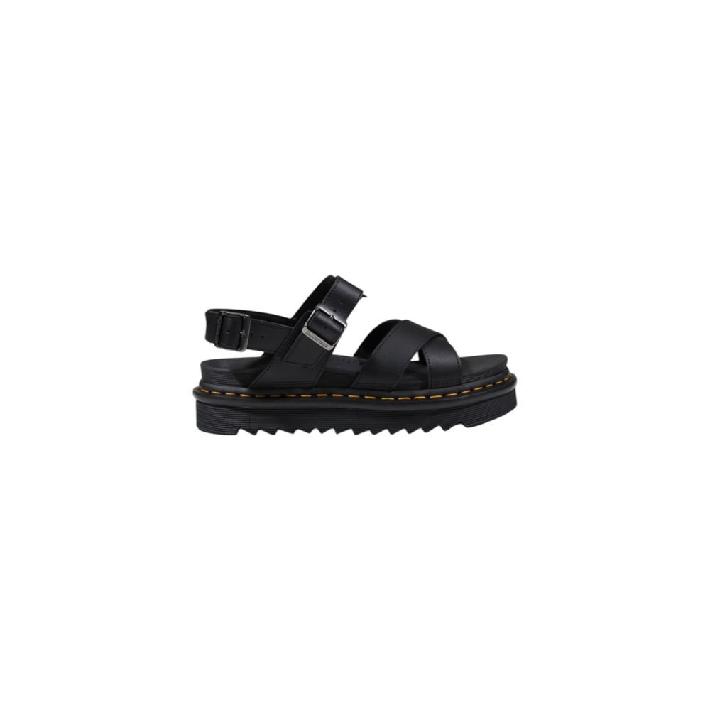 Schwarze flache Ledersandalen