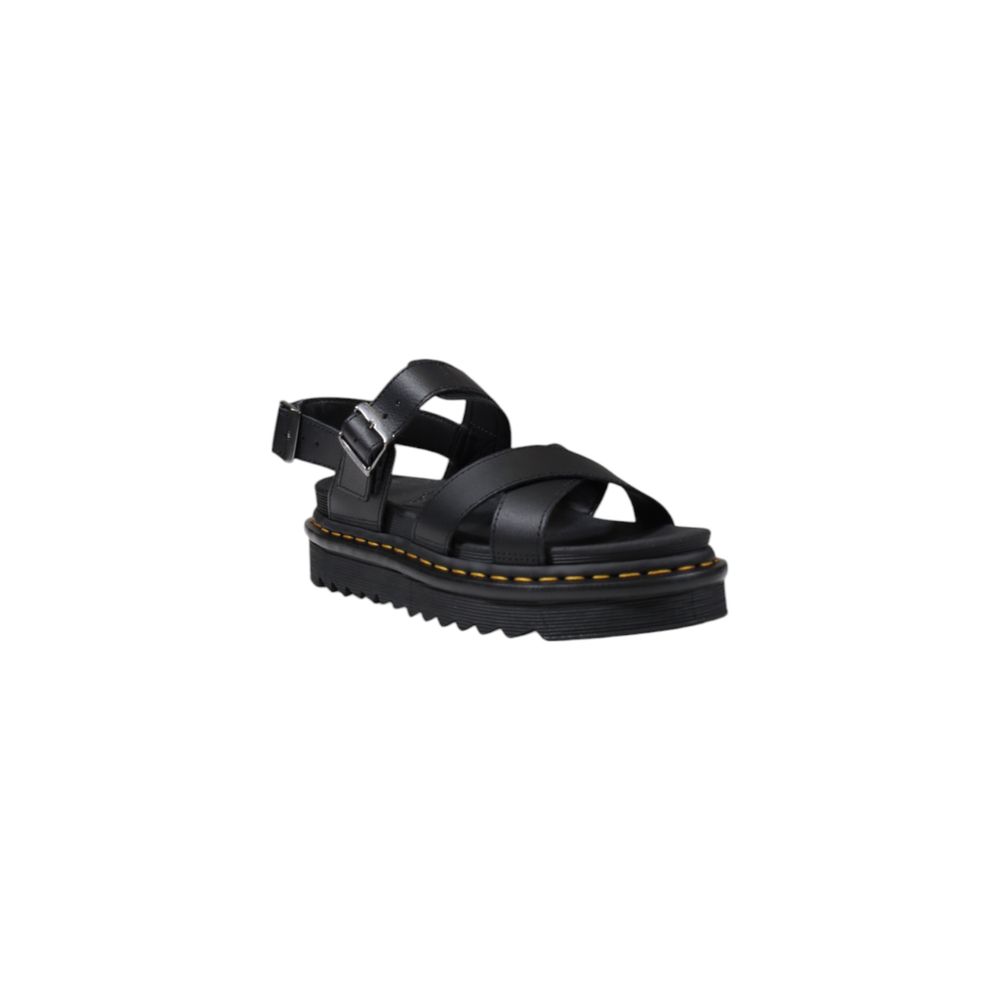 Schwarze flache Ledersandalen