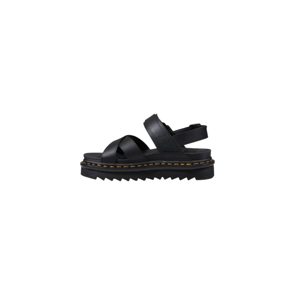 Schwarze flache Ledersandalen