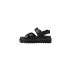 Schwarze flache Ledersandalen