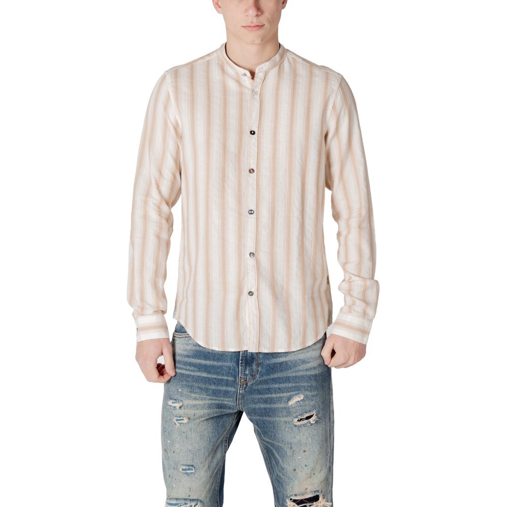 Beige Cotton Patterned Shirt