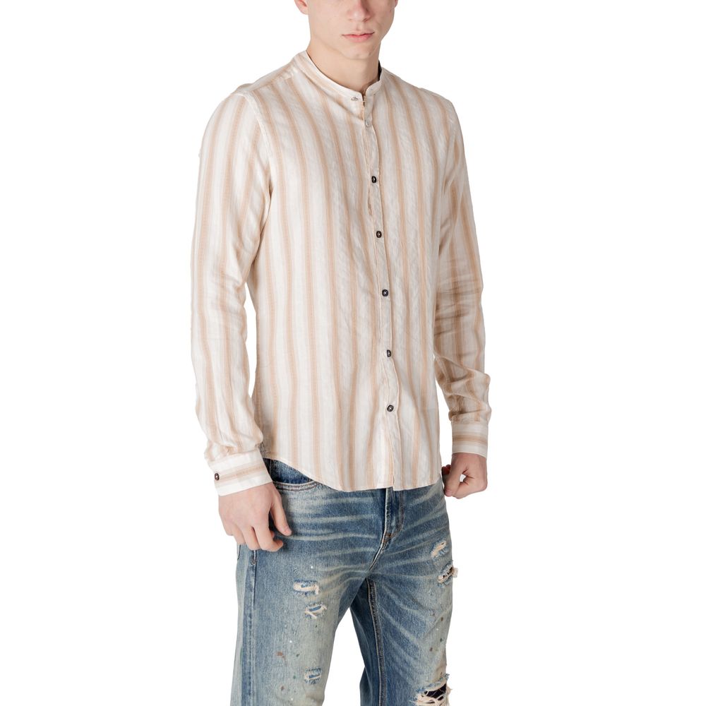 Beige Cotton Patterned Shirt