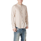 Beige Cotton Patterned Shirt