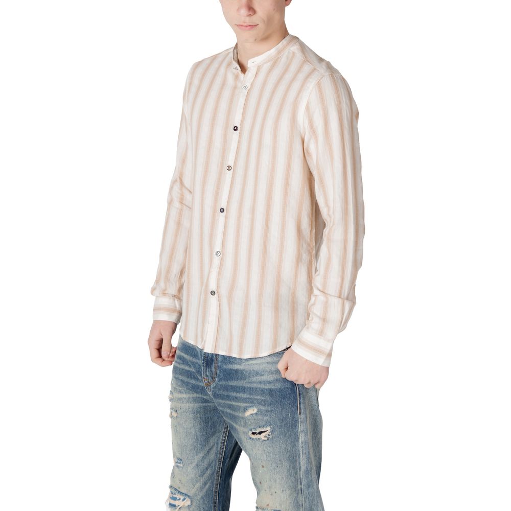 Beige Cotton Patterned Shirt