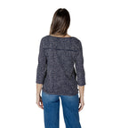 Blue Viscose Long Sleeve T-Shirt