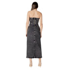Schwarzes Midikleid aus Baumwolle
