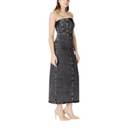 Schwarzes Midikleid aus Baumwolle