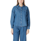 Blaue Baumwollbluse