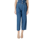 Blue Cotton Cropped Jeans