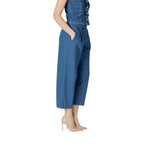Blue Cotton Cropped Jeans