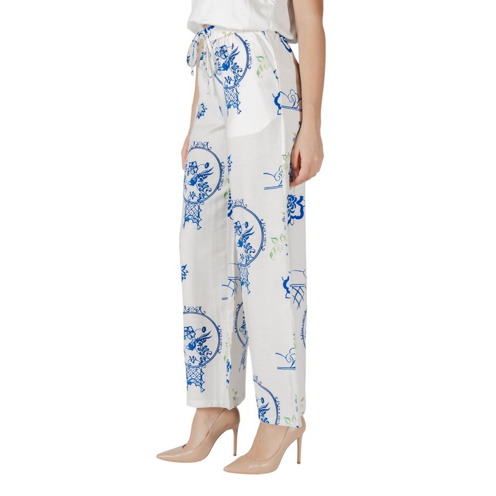 White Viscose Casual Pants