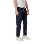 Blue Cotton Casual Pants