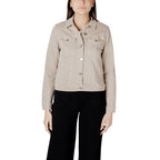 Beige Jeansjacke aus Baumwolle