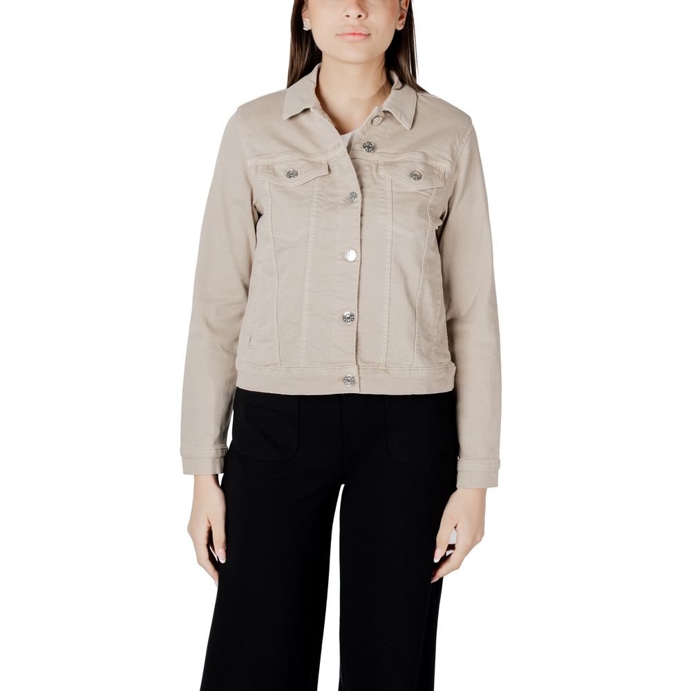 Beige Jeansjacke aus Baumwolle