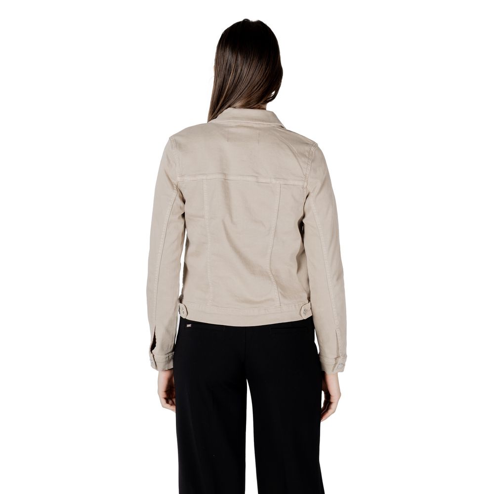 Beige Jeansjacke aus Baumwolle