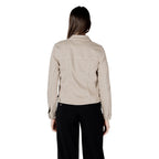 Beige Jeansjacke aus Baumwolle