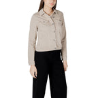 Beige Jeansjacke aus Baumwolle