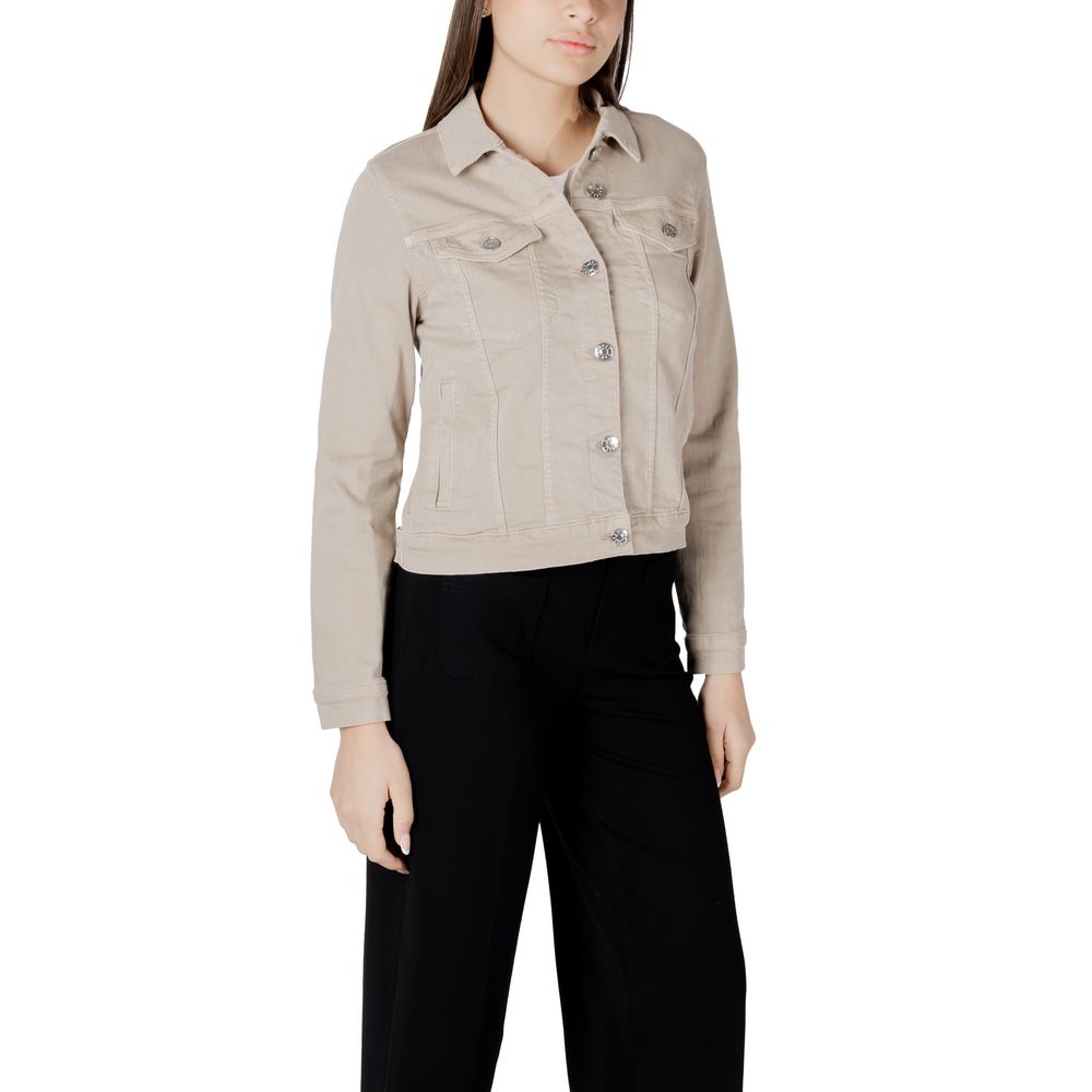 Beige Jeansjacke aus Baumwolle