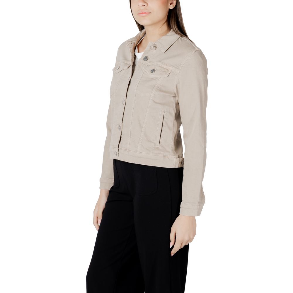 Beige Jeansjacke aus Baumwolle