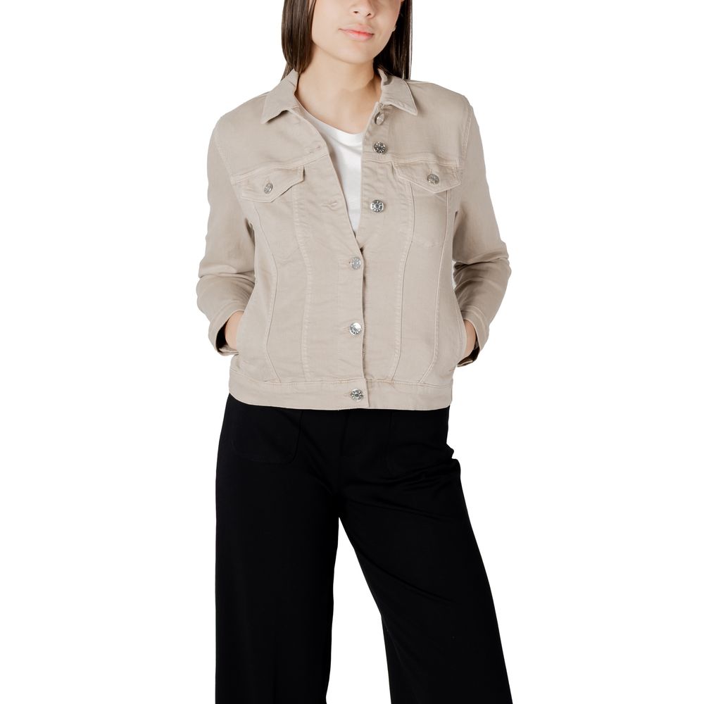 Beige Jeansjacke aus Baumwolle