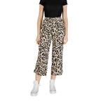 Beige Viscose Cropped Pants
