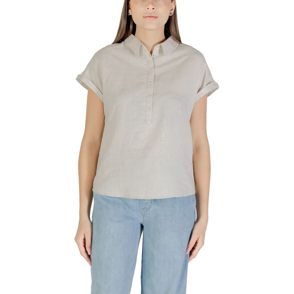 Beige Leinenbluse