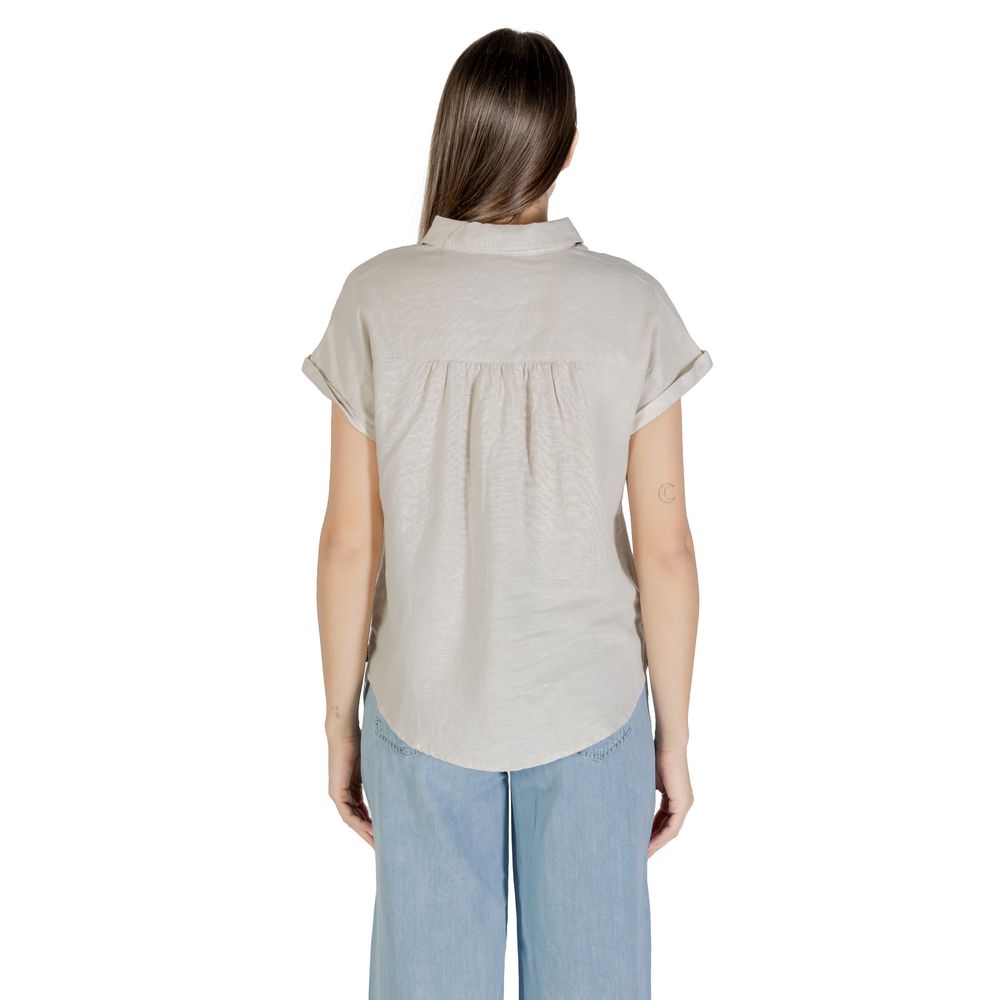 Beige Leinenbluse