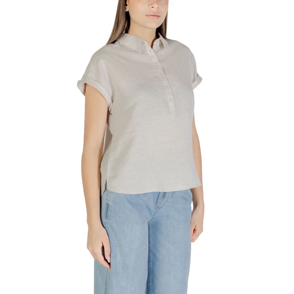 Beige Leinenbluse