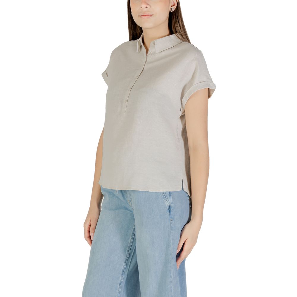Beige Leinenbluse