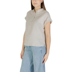 Beige Leinenbluse