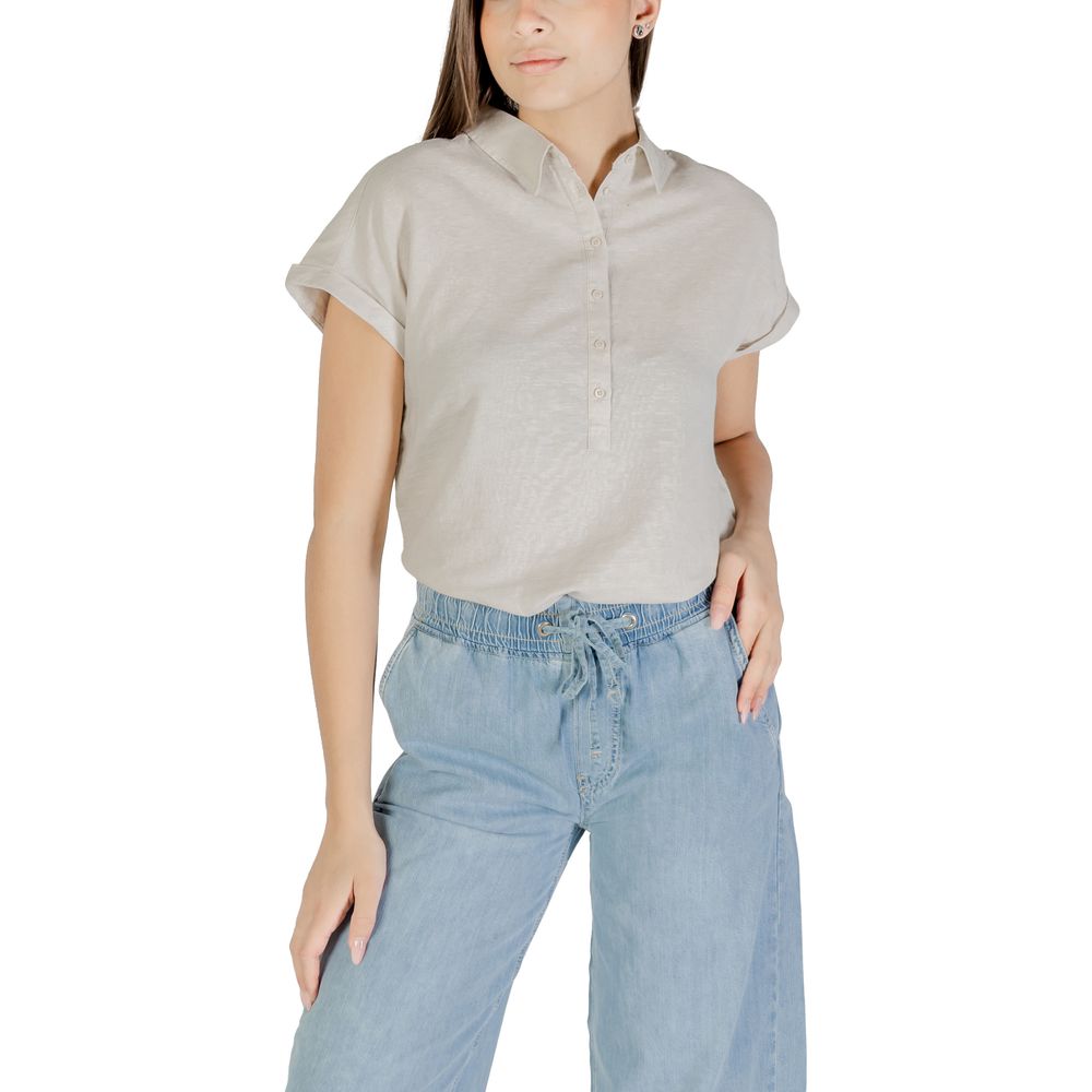 Beige Leinenbluse