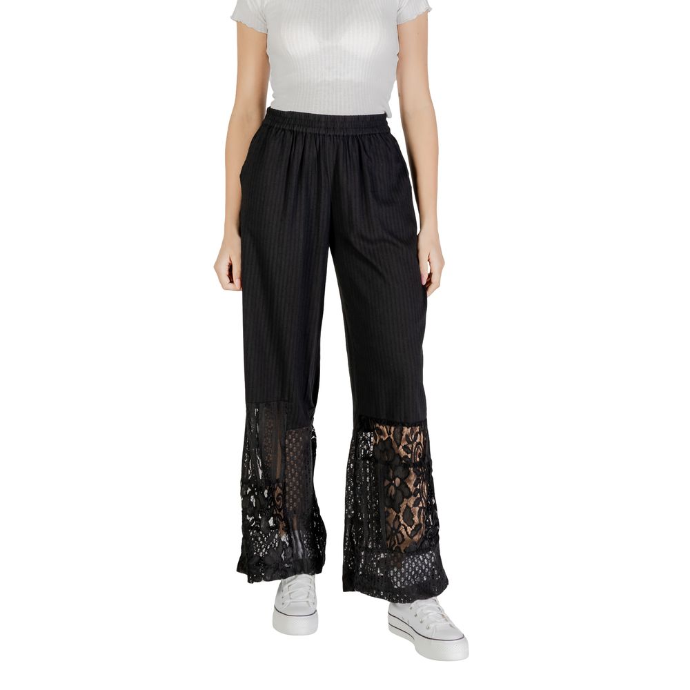 Black Cotton Casual Pants