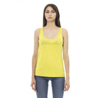 Gelbes Viskose Damen Top