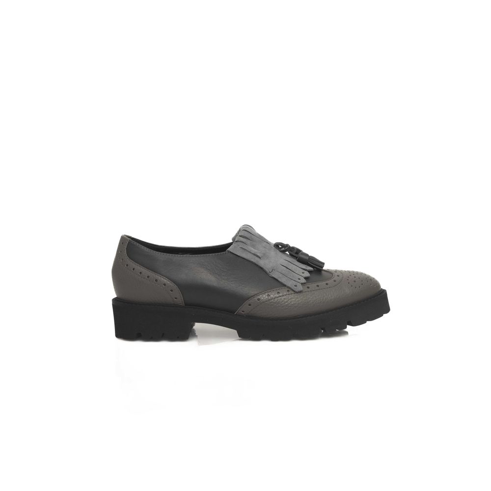 Grauer Damen-Loafer aus Rindsleder
