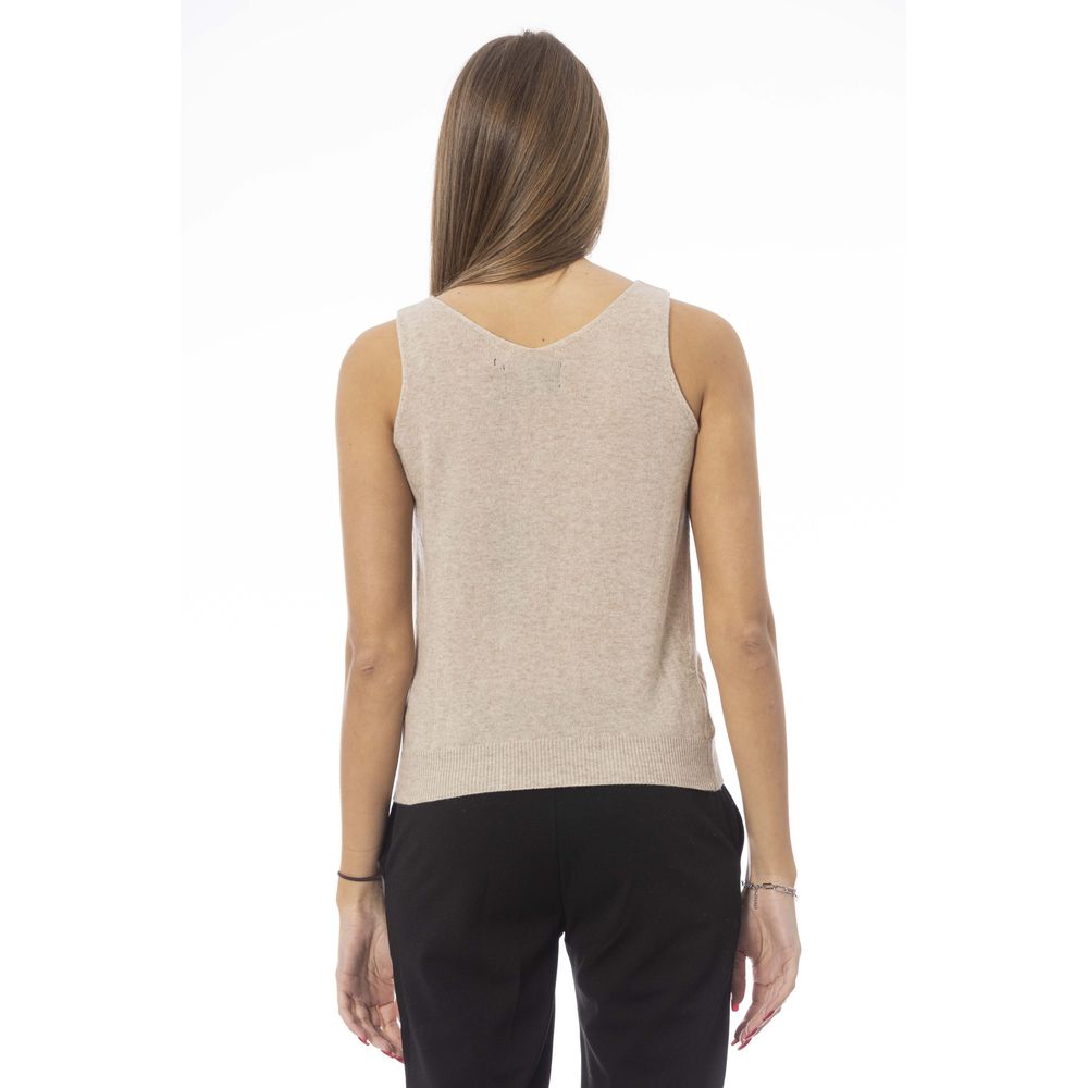 Damen-Top aus beigefarbener Wolle