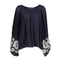 Blaue viskose Damenbluse