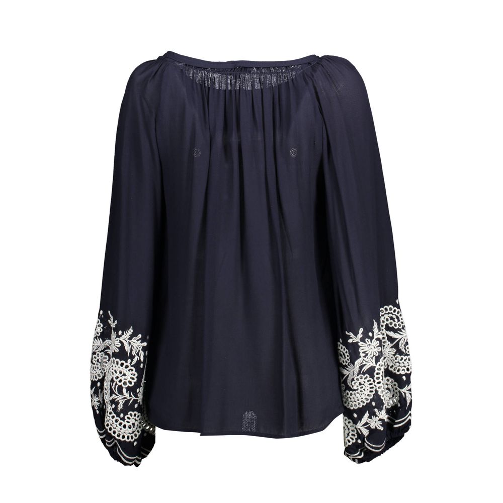 Blaue viskose Damenbluse