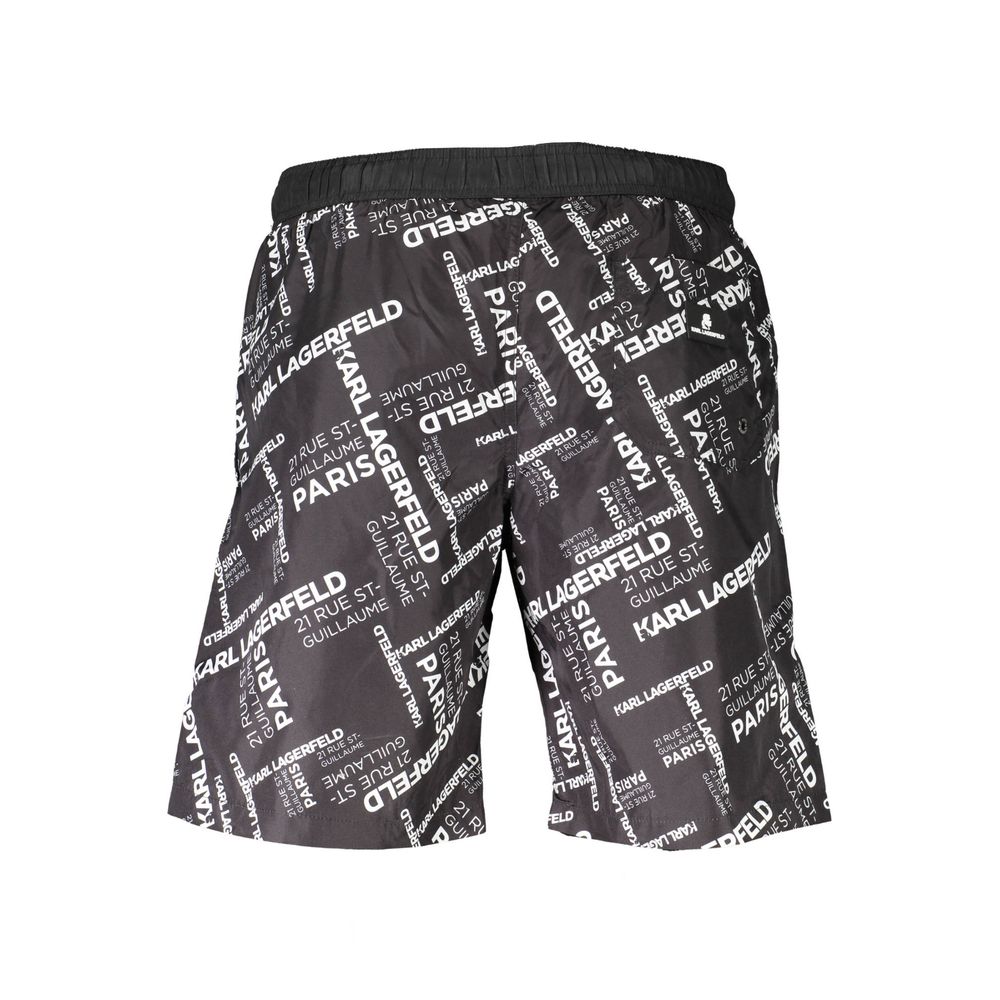 Black Polyester Men's Swim Boxer