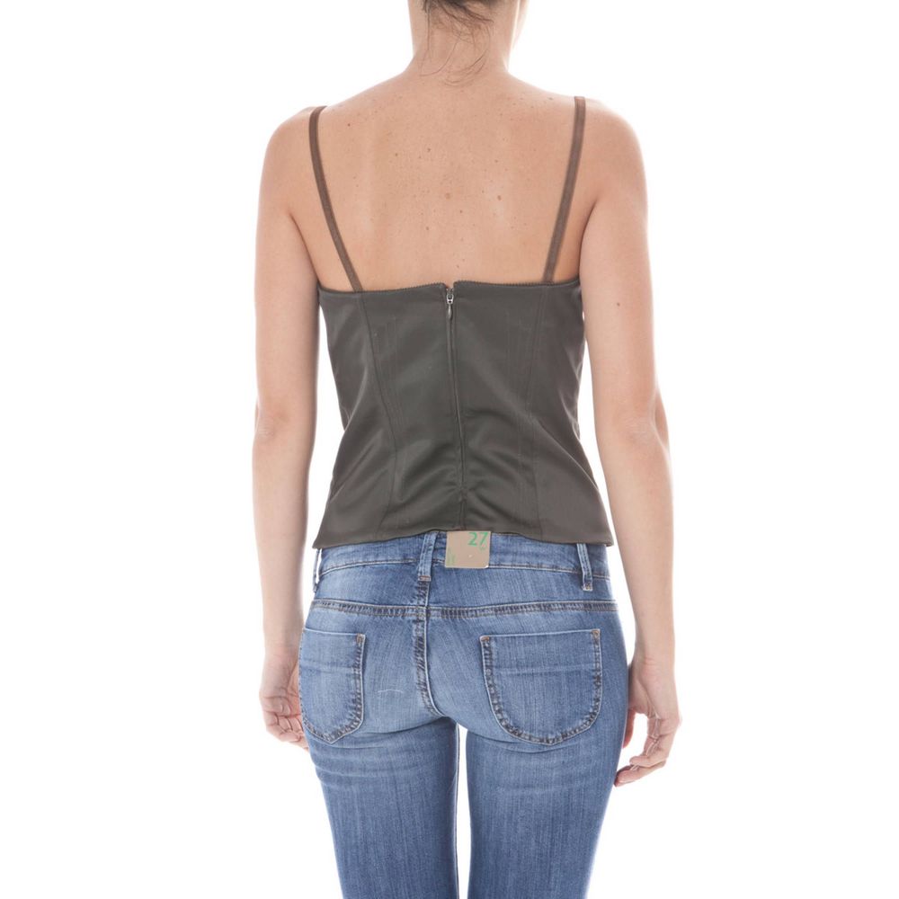 Green Elastane Sleeveles T-Shirt