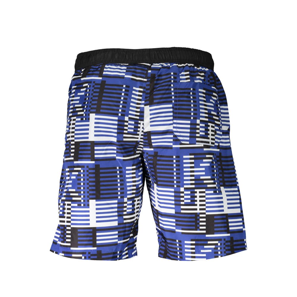 Blue Polyester Men's Swim Trunks