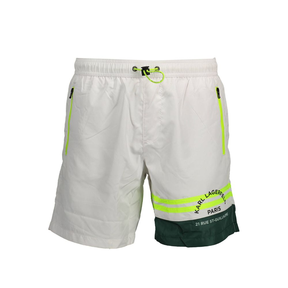 Weißer Polyester Herren Badeshorts