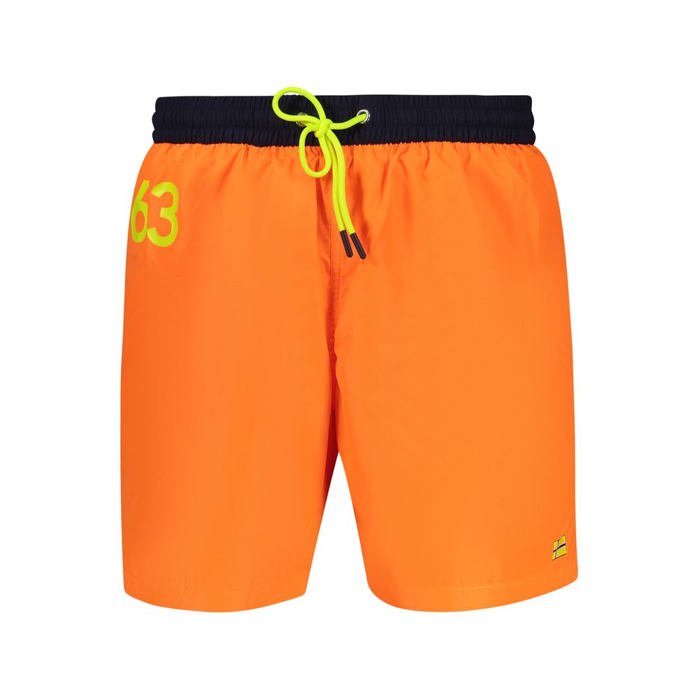 Orange Polyamide Men's Swim Boxers